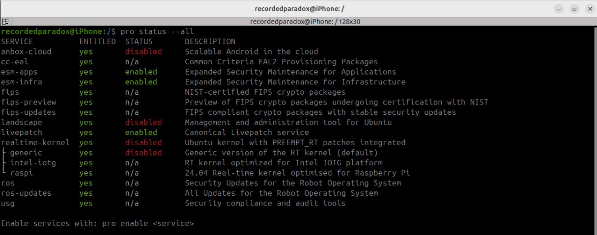 pro status --all output