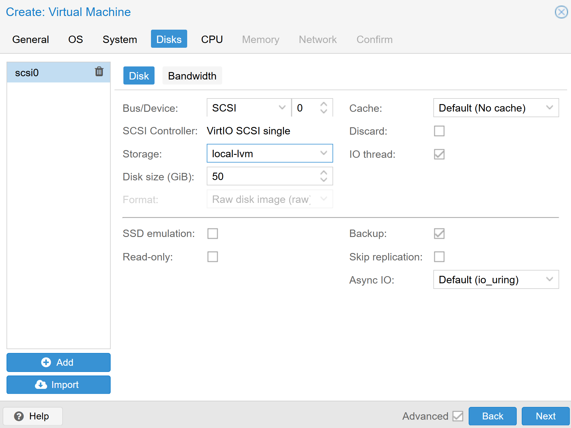 Create VM: Disks