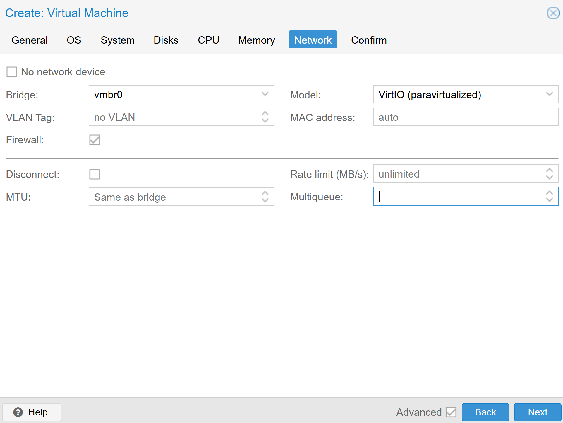 Create VM: Network